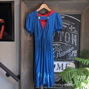 Hooded nautical cotton dress by Voom - size M